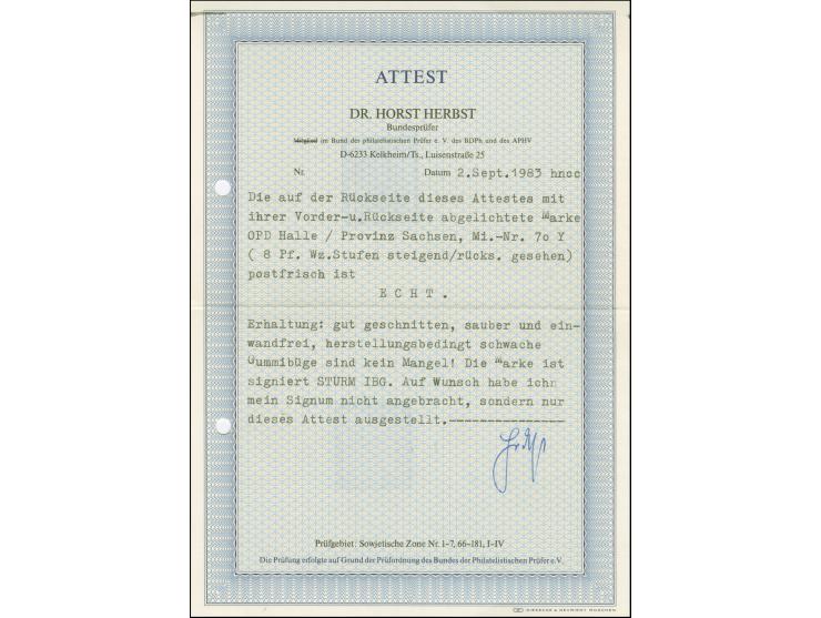 1945, Wappen 8 Pfg. mit Wasserzeichen “Stufen steigend”, allseits breitrandig, postfrisch, üblich Kalanderbügig, einwandfrei.