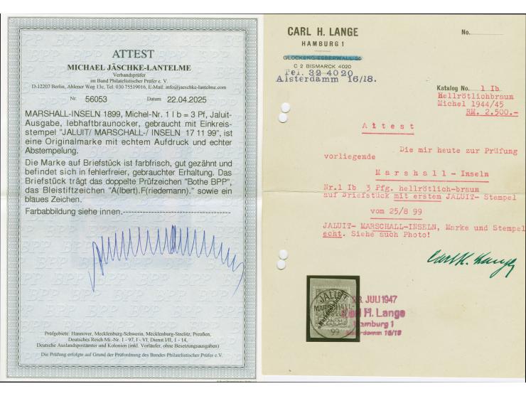 1899, Jaluit-Ausgabe 3 Pfg. lebhaftbraunocker, farbfrisch und gut gezähnt, mit sauber und zentrisch aufgesetztem Stempel “JAL