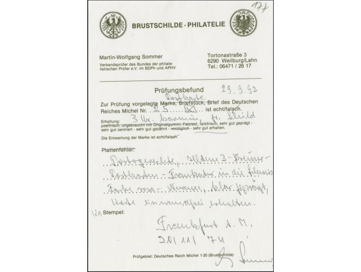3 Kreuzer karmin mit klarem EKr. “FRANKFURT A.M. N1 20.11.74” als tarifgerechte Einzelfrankatur auf amtlichen Postkarten-Form