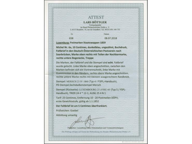 POSTMEISTERTRENNUNGEN: gezähnt L 11½: &nbsp;6 Pfg. und 12 Pfg. je in waagerechten Paaren ohne mittlere senkrechte Zähnung, 12