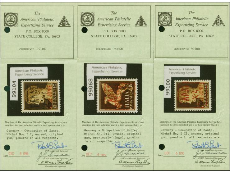 1943, Aufdruck-Ausgaben 10-50 C. je mit schwarzem und rotem Aufdruck kpl., 10-50C. lilarot sowie Flugpost 50 C. schwarz ungeb