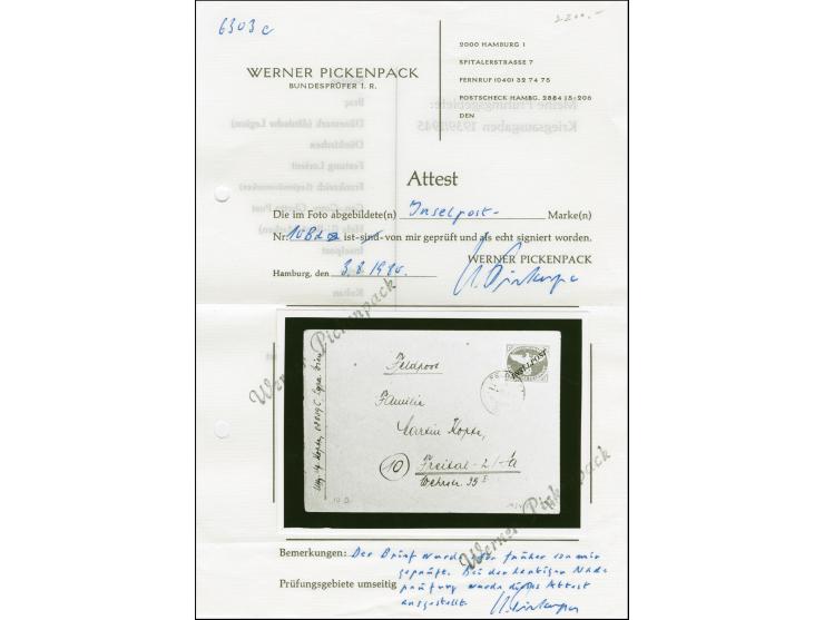 1944, Agram durchstochen, schwarzblauer Aufdruck mit Normstempel "FELDPOST 29.1.45" auf Brief mit Absendervermerk "08039/C" n