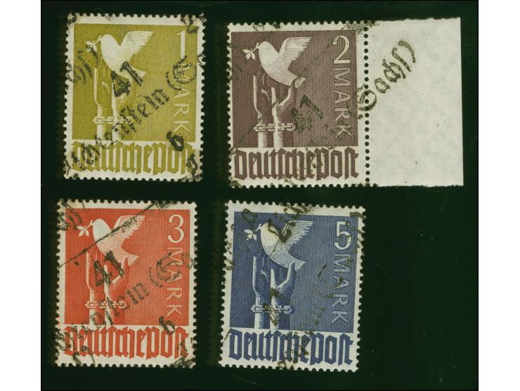 1948, “41/Lichtenstein (Sachsen)” auf Taube 1-5 Mark (1 Mark leicht fluoreszierend) komplett, postfrisch, in tadelloser Erhal