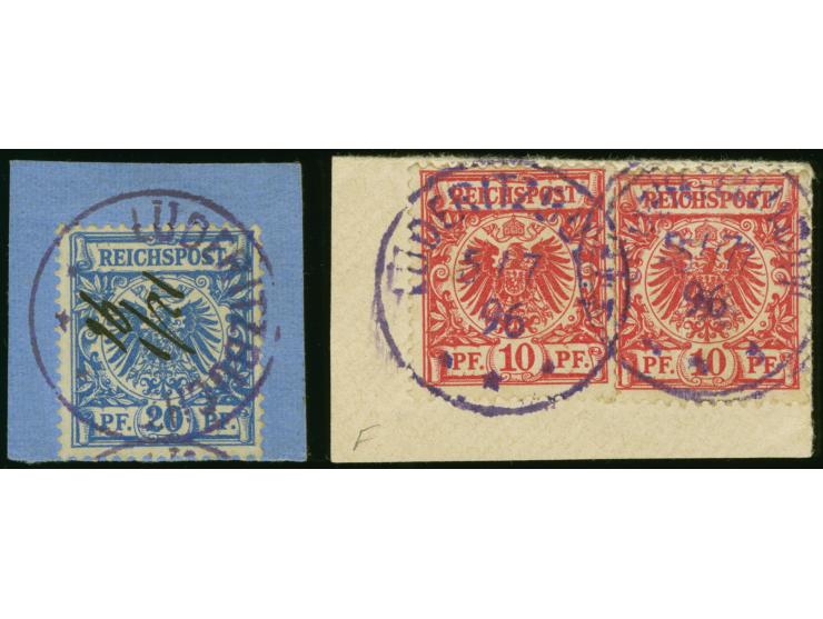 “LÜDERITZBUCHT ***” in Violett mit handschriftlichem Datum “12.1.96” auf Krone/Adler 20 Pfennig violettultramarin auf Briefst