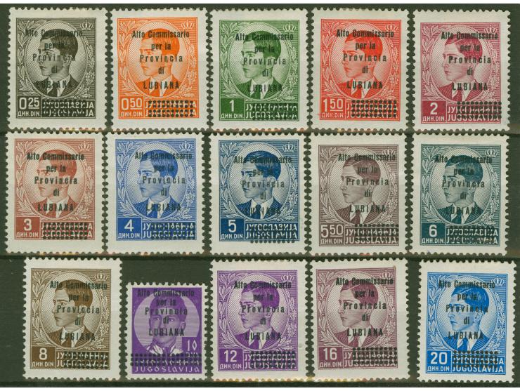 1941, Unissued set stamps of Yugoslavia King Peter II, 15 different values, each overprinted ´Alto Commissario per la Provinc