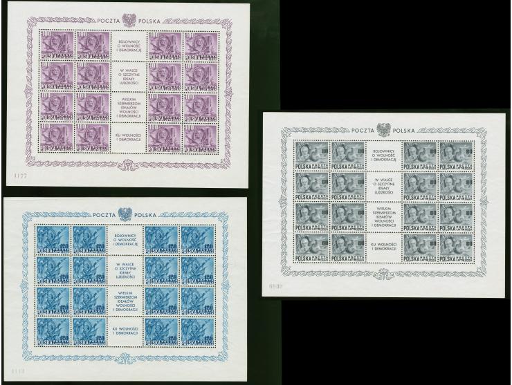 1948, 160th Anniversary of the US Constitution, complete set in full sheetlets, mint never hinged, 120 zl. with a peripheral 
