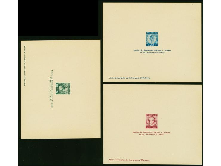 1949, Goethe 10-30 Pfg. als Ministerblocks kpl., ungebraucht ohne Gummi, wie verausgabt, in einwandfreier Erhaltung