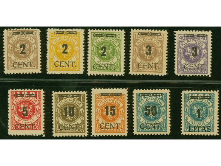 1923, Blockziffern 2C. auf 10M. - 1 L. auf 1000 M., postfrisch, Mi.-Nr. 183 Zahnfehler, 187 verkürzter Zahn, sonst tadellos, 