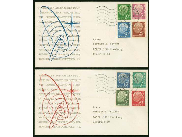 1951, Heuss Lumogen auf zwei Briefen aus Darmstadt nach Lorch