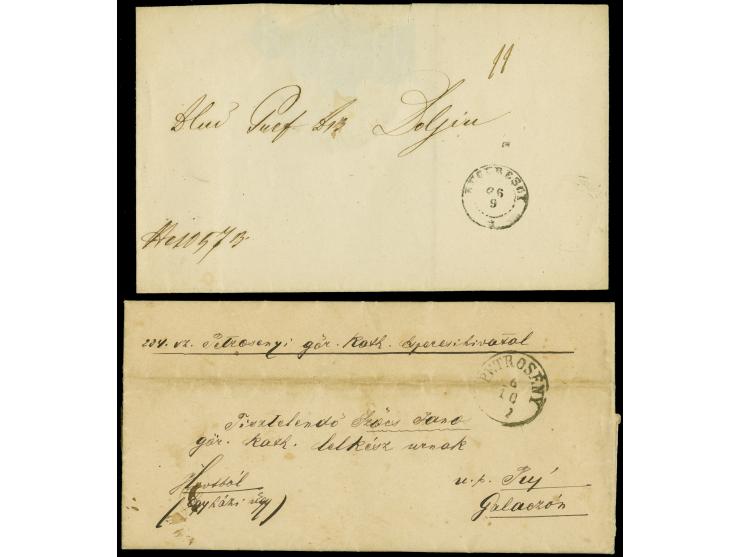 1887, two folded envelopes, Petroseny to Puj and Bukarest to Craiova, file folds, otherwise fine&nbsp;