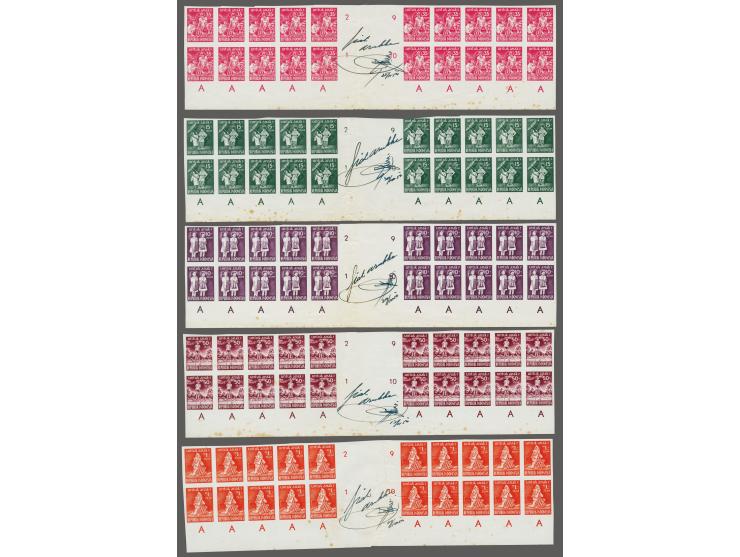 Child Welfare 1954, 10, 15, 35 and 50 Sen and 1Rp in sheetparts of 20 with 2 horizontal gutters, and all written fit drukken 