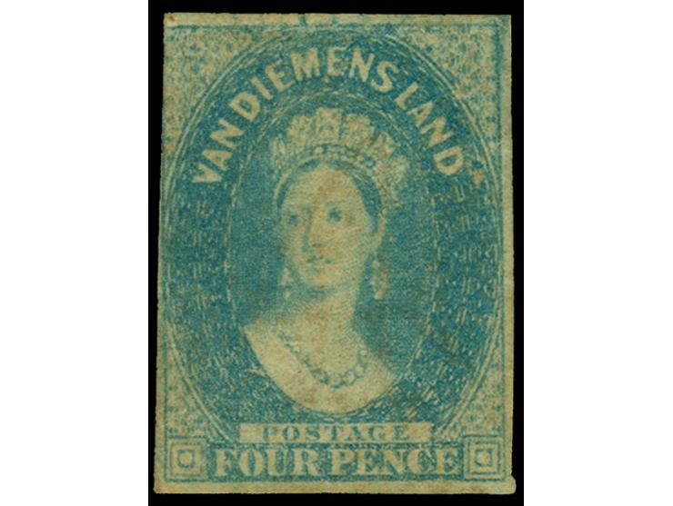 1857-67, QV 2 d. slate-green and 4 d. pale blue, each closed margins, both unused with part original gum, an attractive pair