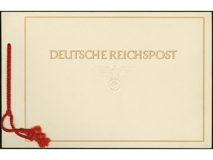 1943, Geschenkheft, schwerer Büttenkarton mit gedrucktem Titel “DEUTSCHE REICHSPOST” und “ZUM HELDENGEDENKTAG 1943” (zweite S