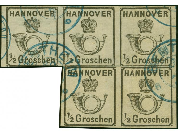½ Gr. schwarz, waagerechter 3er-Streifen und waagerechtes Paar, der Streifen unten berührt, sonst voll-bis breitrandig, entwe