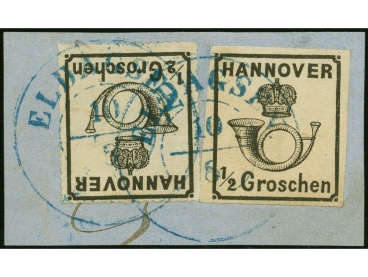 ½ Gr., voll- bis breitrandig, in wertstufengleicher Mischfrankatur mit 1864, ½ Gr. durchstochen, mit DKr. "ELDAGSEN 10/8" auf