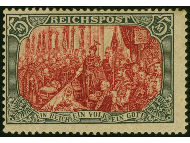 5 M. grünschwarz/bräunlichkarmin, Rahmen Type I, Mittelstück Type II ("Bötticher mit Ohr"), farbfrisch und gut gezähnt, saube