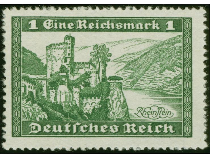 1930, Unverausgabte "Burg Rheinstein" 1 M., farbfrisch und gut gezähnt, wie immer ungummiert, eine unmerklich senkrechte Druc