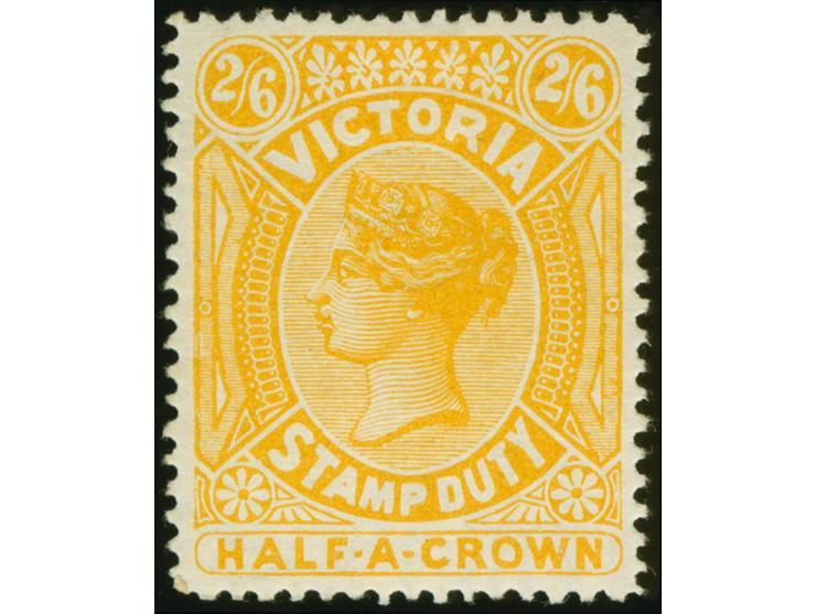 1884-92, Naish Issue 2 s. 6 d. lemon-yellow, wmk. V over Crown sideways, perf. 12½, large part og., fresh and fine SG £ 190
