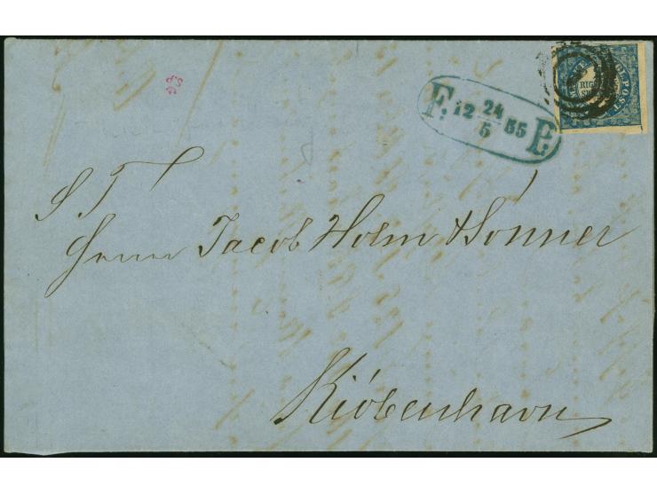 1852, Thiele printing 2 rbs. blue, type 3, fresh colour and good to wide margins all around, tied by &nbsp;numeral “1” to cpl