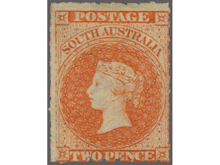 Second Rouletted Issue 1860/69: 1 d. pale red, wmk. Large Star, rouletted all around, mint no gum. Fine SG £ 275
