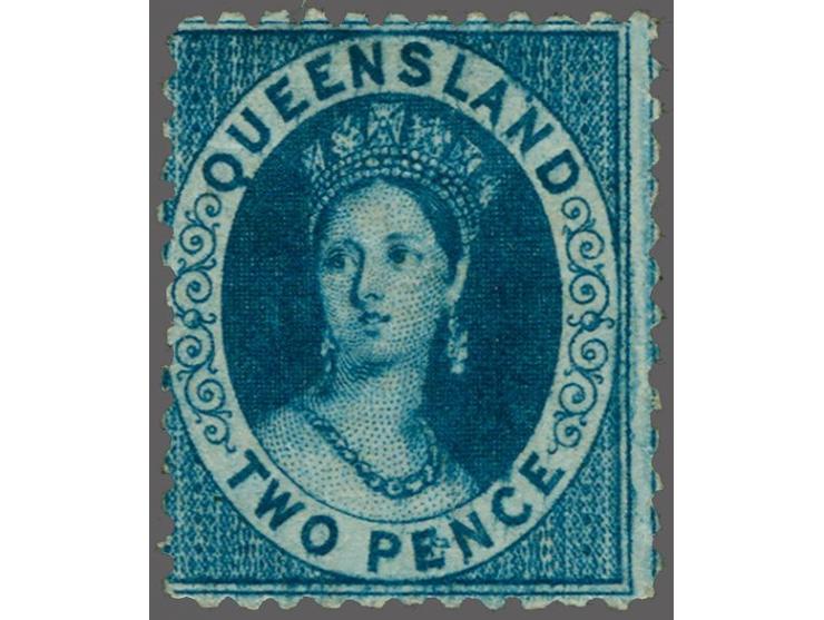 1868/78, Chalon 2 d. pale blue, Plate II, wmk. Crown over Q, perf. 12, an unused and fresh stamp, fine, large part og. SG £ 1