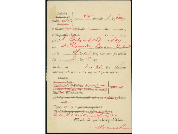 1874/77, Numerals 1 kronor, 50 öre, 24 öre and 12 öre, tied by c.d.s. "STRENGNAS 16 12 1886" to preprinted official postcard 