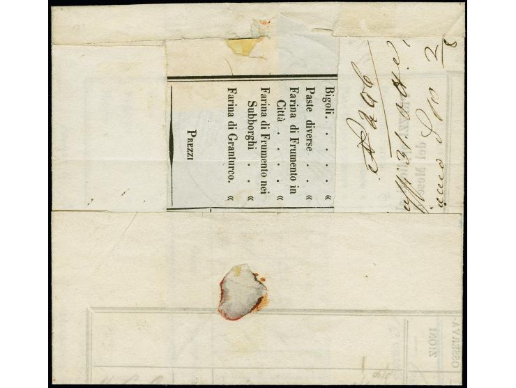 1859, ½ Bajocchi on yellow, vertical pair, slightly touched at top, otherwise clear to large margins, with parts of two neigh