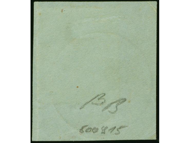 “MAHENGE DOA 29.9.17” klar in Blau auf Kaiseryacht 15 Heller mit Wasserzeichen auf Briefstück mit senkrechtem Bug rechts nebe