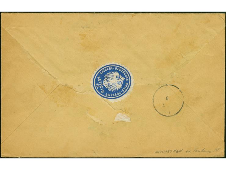 Besonderheiten: 1908, R-Postsachen-Umschlag mit Vermerk “Rückschein” von “YAP KAROLINEN 7.5.08” mit R-Zettel “Jap (Karolinen)