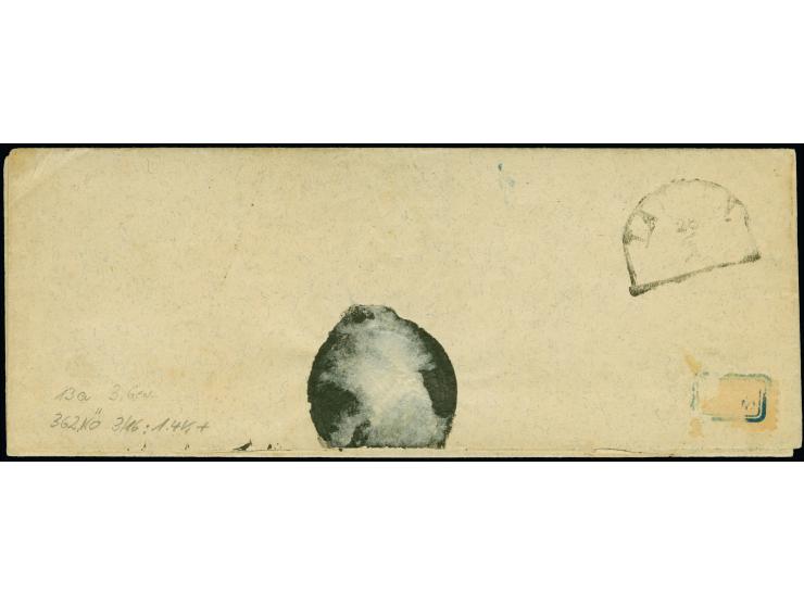 18 Kr. zinnoberrot, farbfrisch und voll- bis meist breitrandig, mit Zwischenlinien an drei Seiten, aus der linken oberen Boge