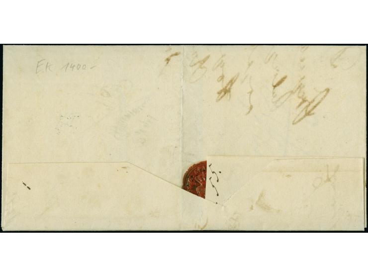 2 Ngr. auf dunkelblau in Mischfrankatur mit Johann 1 Ngr. auf hellgraurot, die 2 Ngr. unten rechts minimal berührt (durch Joh