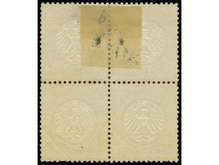 1 Groschen rötlichkarmin im ungebrauchten Viererblock, die Marken sind farbfrisch und gut geprägt und bis auf zwei kürzere Zä