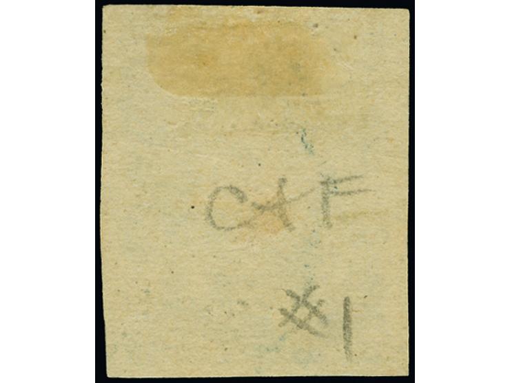 1854, Victoria 3 d. ninth printing, part of face missing ink, heavily inked impression at bottom, unused, a bright shade with