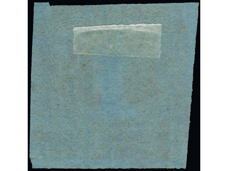 1853, 1 d. red brown, light grid cancel and ms. ink line, closed margins on three sides, detailed impression, fine