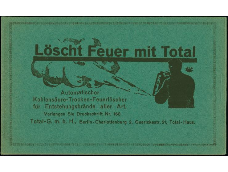 1921, Kartenheft, mit fünf Privatganzsachen-Karten Postreiter 30 Pfg. mit fünf verschiedenen Zudrucken (B1-5) sowie drei Rekl