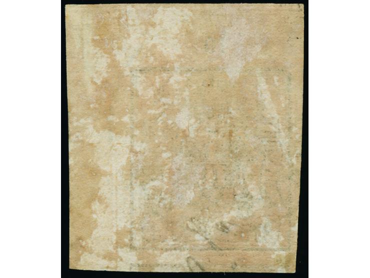 1/10 Th., allseits breit- bis überrandige &nbsp;rechte obere Bogenecke mit Teilen von zwei Nachbarmarken, leicht entwertet “H