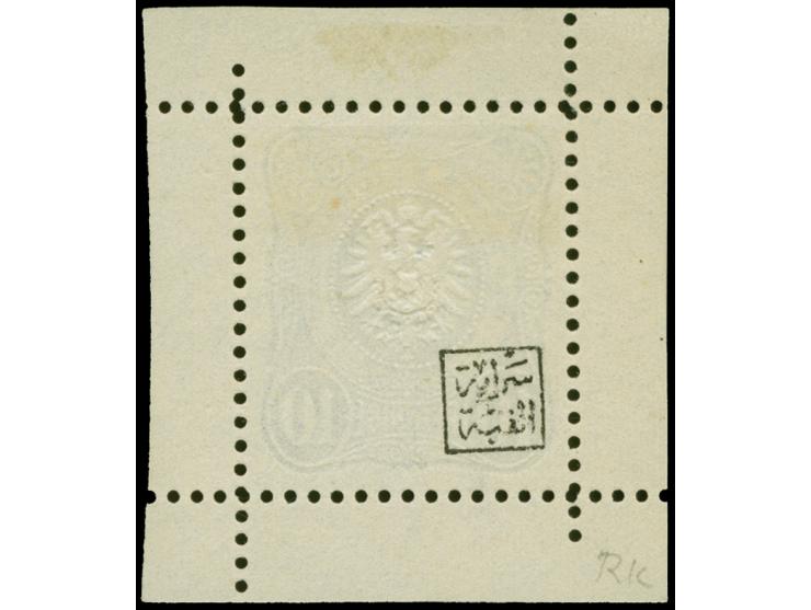 1875, 10 Pfg. Essay Bildmuster ähnlich der Schalterausgabe (dreieckige Flächen mit waagerechter Schraffierung) in blau mit Kl