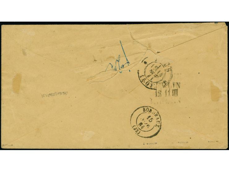 ½ Gr. schwarz, allseits breitrandiges rechtes Randstück aus der Bogenecke, seitlich mit Reihenzähler "1", mit 2 Gr. blau und 