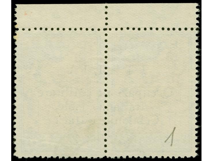 1941, Beneficenza pair 20 l.+20 l. blue and yellow with four line inverted overprint in black, clear cancelled ARGOSTOLION c.