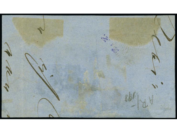 ½ Gr., voll- bis breitrandig, in wertstufengleicher Mischfrankatur mit 1864, ½ Gr. durchstochen, mit DKr. "ELDAGSEN 10/8" auf