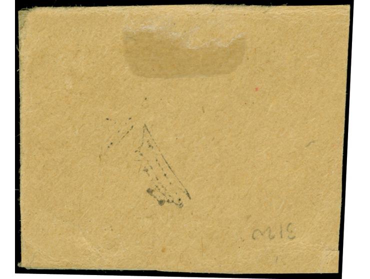 1921, Cayenne 'Winged Helmet' issue T.A.G. 75 c. black on grey, imperforate, a used example on piece with well margins all ro