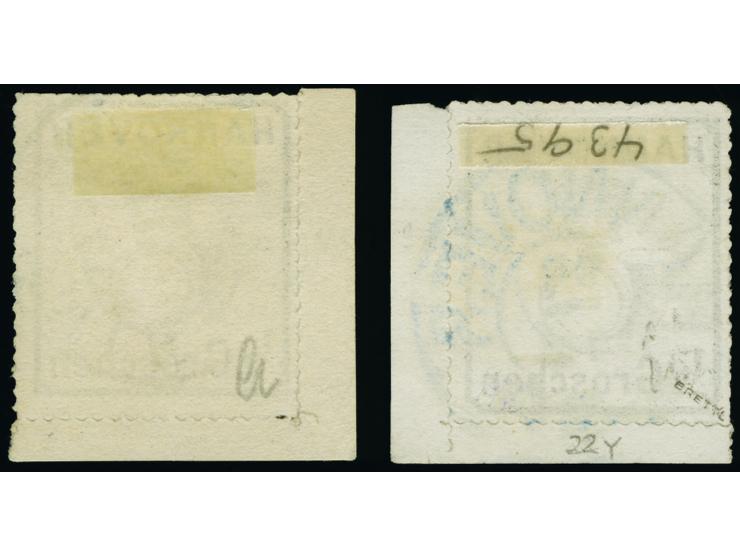 ½ Gr. schwarz, beide untere Bogenecken, jeweils sauber gestempelt "NIENBURG" bzw. "HANNOVER". Schöne und einwandfreie Erhaltu