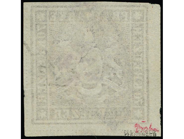 1873, 70 Kr. braunlila, farbfrisch, mit guter Wappenprägung, allseits breitrandig geschnitten, mit dreiseitigseitig vollen Tr