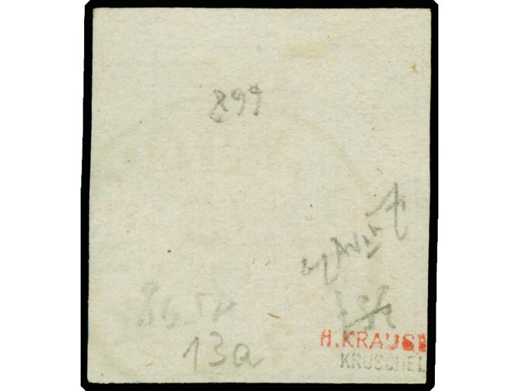 3 Pfg. rosa, farbfrische und breit- bis überrandige rechte obere Bogenecke mit Reihenzähler "1", sehr schön entwertet durch D