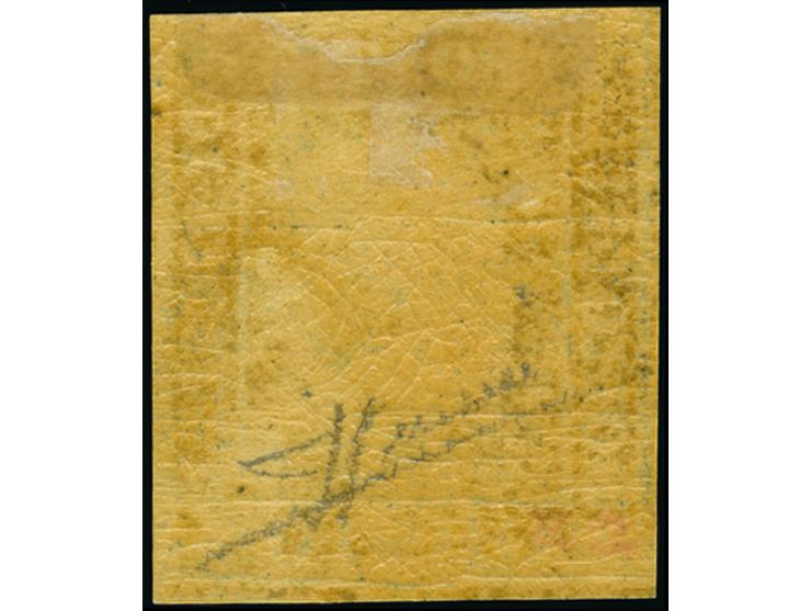 1859, 10 gr. dark blue, &nbsp;part original gum, good margins, exceptional deep colour, very fine. Cert. Sorani (2014).