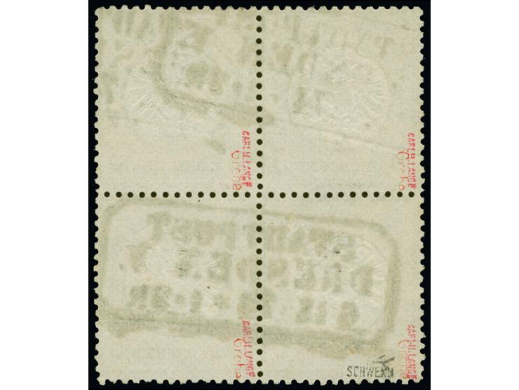 5 Groschen ockerbraun im Viererblock mit Rahmenstempel “STADTPOST DRESDEN V 6.XI.74”, die farbfrischen Marken sind erkennbar 