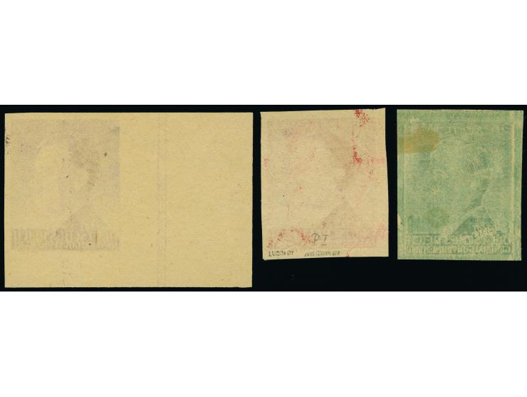 1943, 54. Geburtstag von Adolf Hitler 12-84 Gr., ungezähnte Maschinenproben auf gelblichem, holzhaltigen Papier, 12 Gr. mit S