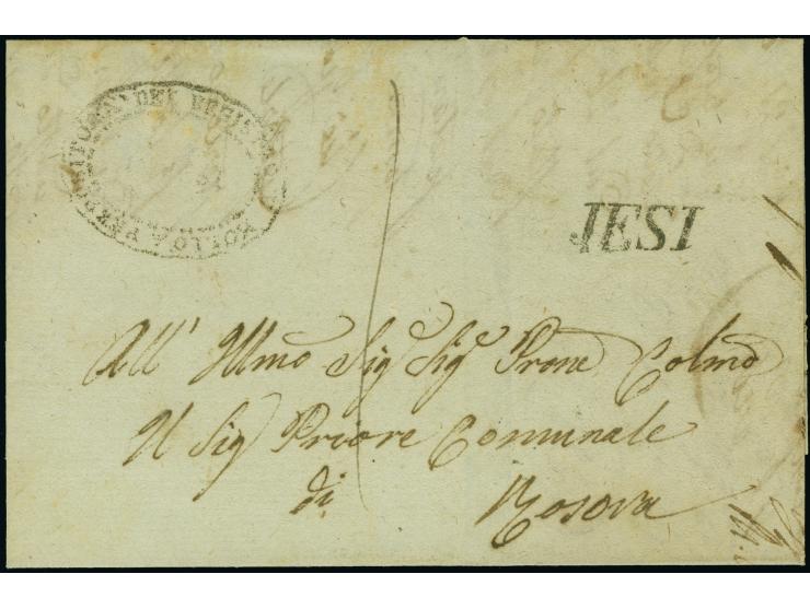 1852, ½ b. grey blue, vertical “interspazio” pair, margins into framlines on three sides, affixed to reverse of 1854 folded l