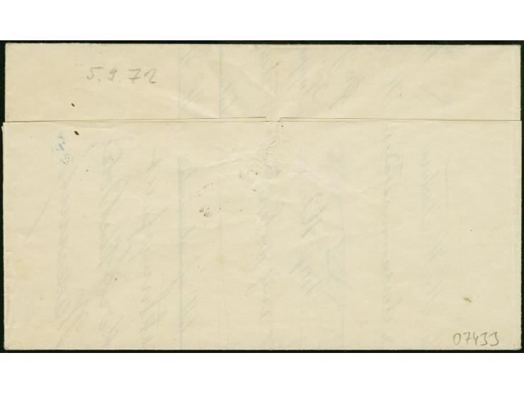 1872 (5 September), 5p red brown and 10p black in yellow rouletted Coat of Arms, intact teeth all around, unusual as such, ti