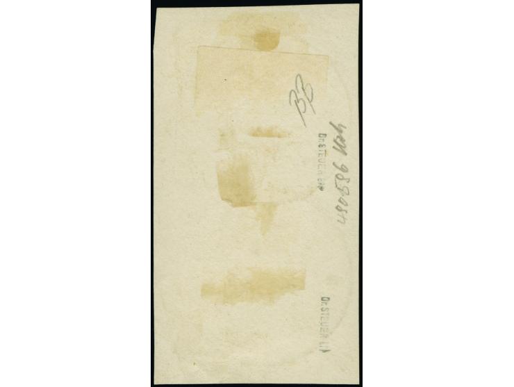 20 Pfennig dunkelultramarin im senkrechten Paar mit zwei sehr klaren Stempeln “KAMERUN 14.5.” (ohne Jahreszahl 1889) auf Brie